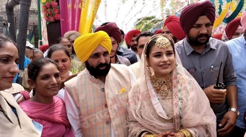 CM Mann and Dr Gurpreet Kaur at Village Satoj