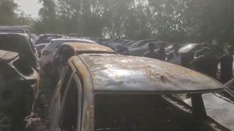 Fire engulfs 19 vehicles in Delhi's Madhu Vihar parking lot