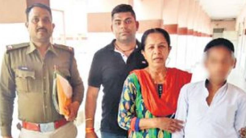 Telangana police with Salman Shaik and his family