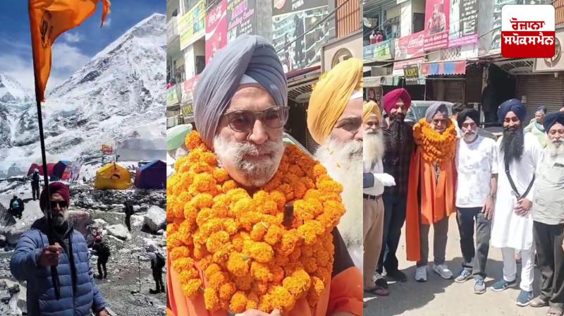58-year-old Gurcharan Singh hoists saffron flag on Mount Everest