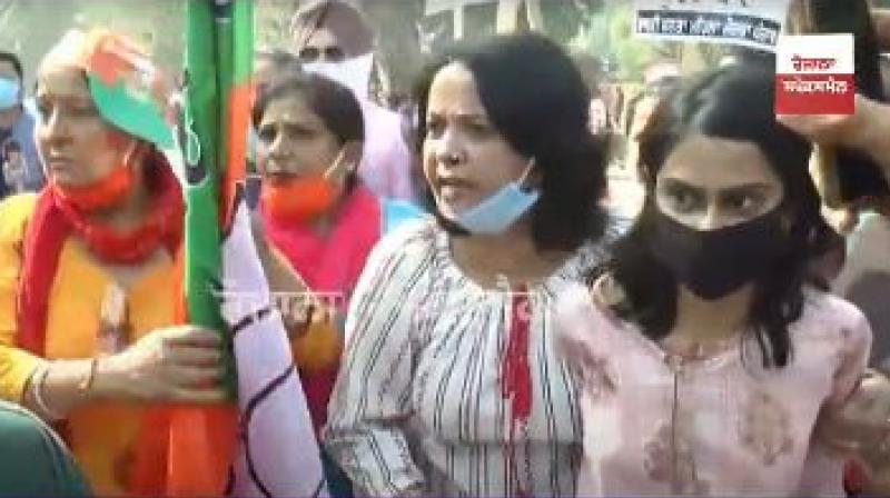 BJP Mahila Morcha protest at Chandigarh 