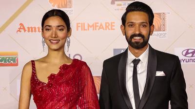 Gandhinagar: Actors Vikrant Massey and Medha Shankar pose for photos during the Filmfare Awards ceremony, in Gandhinagar, Sunday, Jan. 28, 2024. (PTI Photo)