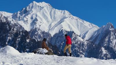 Ganderbal: Tourists visit snow-covered Sonamarg, in Ganderbal district. (PTI Photo/S Irfan)