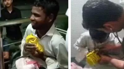 Rinku in hospital with Laddu Gopal.