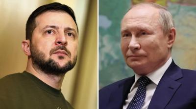 ਵੋਲੋਡੀਮੀਰ ਜ਼ੇਲੈਂਸਕੀ ਅਤੇ ਵਲਾਦੀਮੀਰ ਪੁਤਿਨ 