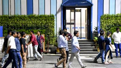 Howrah: Junior doctors leave 'Nabanna' (State Secretariat) after a meeting with West Bengal Chief Minister Mamata Banerjee regarding the ongoing impasse following the alleged rape-murder of a woman medic at RG Kar Medical College and Hospital, in Howrah, Monday, Oct 21, 2024. (PTI Photo)