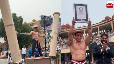 "Steel Man" Wispy Kharadi Sets 17th Guinness World Record at Attari-Wagah Border Latest News in Punjabi