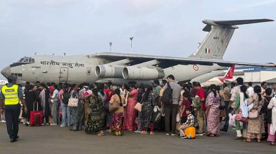 Indian nationals stranded in cyclone-hit Sri Lanka being evacuated by the Indian Air Force (IAF). (PTI Photo)
