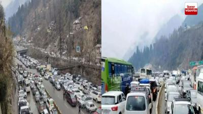 Himachal Pradesh heavy traffic in Manali on New Year 2024 Latest News in Punjabi