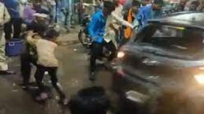 car rams into Durga idol immersion procession in Bhopal