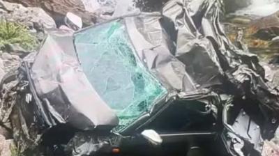 ਹਾਦਸੇ ਦੌਰਾਨ ਨੁਕਸਾਨੀ ਗਈ ਗੱਡੀ