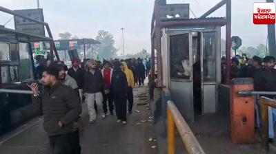 Farmer organizations hold tractor march at Ladowal toll plaza, toll plaza also made free