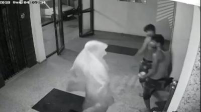 The robbers who came to steal, they watched the CCTV cameras then play danced
