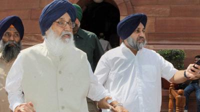 Parkash Singh Badal with Sukhbir Badal 