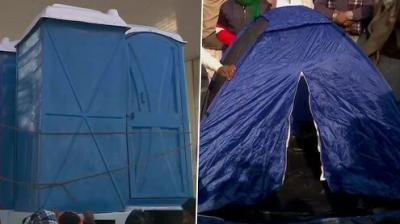 Delhi: 2 US-based Sikh NGOs donate toilets, geysers & tents to farmers at Tikri border.