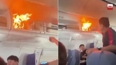 Air China plane catches fire news
