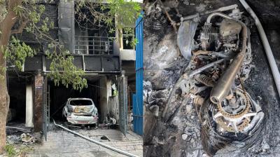 A fire broke out in a four-storey building in Gurugram