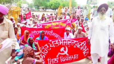 Farmers and labor leaders protesting