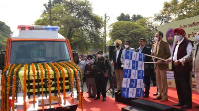 Health Minister Balbir Sidhu flagged off 24 BLS Ambulances