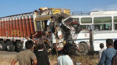 5 dead, 6 in serious condition, 32 injured in bus-truck collision in Jodhpur, CM announces relief package after reaching hospital