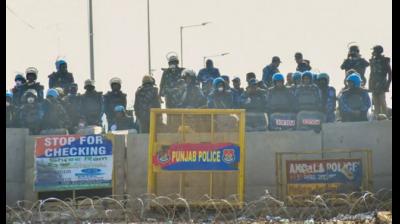  Farmers protest at Shambhu border