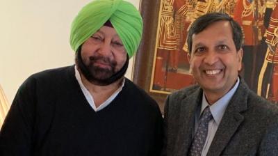 C.m Captain Amrinder singh with Dinkar Gupta New Dgp of Punjab Police