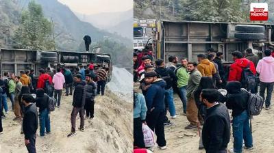 Bus overturned in Mandi News in punjabi 