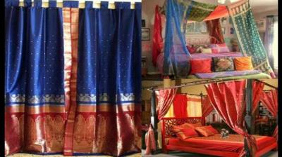 Women use old sarees to decorate their homes