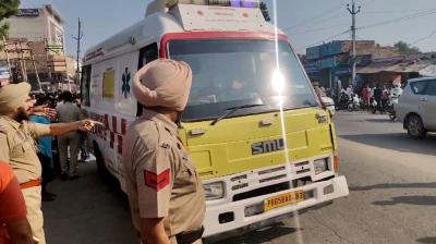 A tipper full of soil hit a scooty and hit a mother and son, the mother died on the spot.