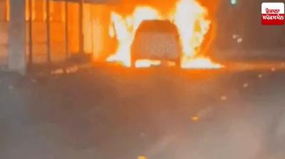 A moving car caught fire in Hisar, no casualties were reported.