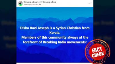  False claim that Disha Ravi is Christian viral on social media