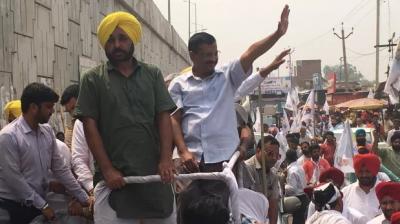 Kejriwal in Bhagwant Mann's Rally