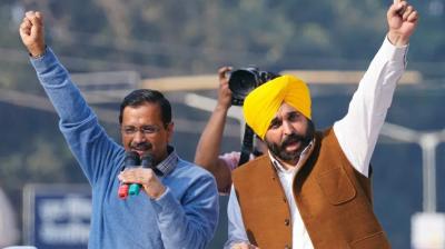 Arvind Kejriwal and Bhagwant Mann 