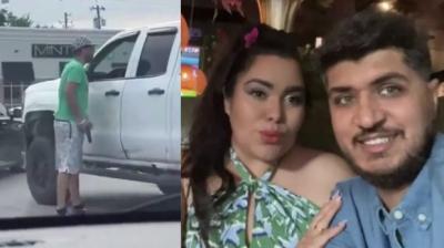 (ਖੱਬੇ) ਗੈਵਿਨ ਦਸੌਰ ਪਿਕਅਪ ਦੀ ਡਰਾਇਵਰ ਵਾਲੀ ਖਿੜਕੀ ਦੇ ਸਾਹਮਣੇ ਖੜਾ ਵਿਖਾਈ ਦੇ ਰਿਹਾ ਹੈ, ਇਥੇ ਹੀ ਅੰਦਰੋਂ ਉਸ ਨੂੰ ਪਿਕਅਪ ਦੇ ਡਰਾਇਵਰ ਨੇ ਗੋਲ਼ੀਆਂ ਮਾਰੀਆਂ। (ਸੱਜੇ) ਗੈਵਿਨ ਦਸੌਰ ਆਪਣੀ ਪਤਨੀ ਵਿਵੀਆਨਾ ਜ਼ਾਮੋਰਾ ਨਾਲ।