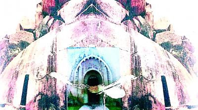 Buddhist monks hammer designes the stones from centuries