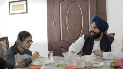 The student who won the bronze medal at the international level had lunch with the Education Minister Harjot Bains.