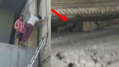 A child stuck between the pillars of a bridge in Bihar, rescue operation continues for 24 hours