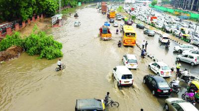 Standing water on the road after rain