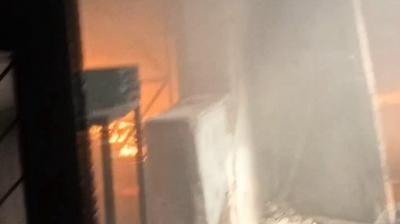  A fire that broke out at a slipper factory in Jalandhar 