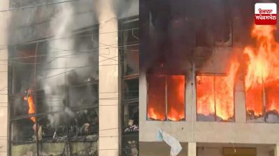  ਕੱਪੜਾ ਫੈਕਟਰੀ 'ਚ ਲੱਗੀ ਭਿਆਨਕ ਅੱਗ ਦੀ ਤਸਵੀਰ 