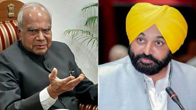 Punjab Governor Banwarilal Purohit, CM Bhagwant Mann 