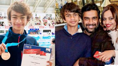 R.Madhwan with Son Vedant