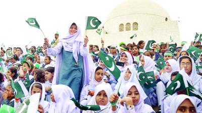 Girls During Celebration of Independence Day