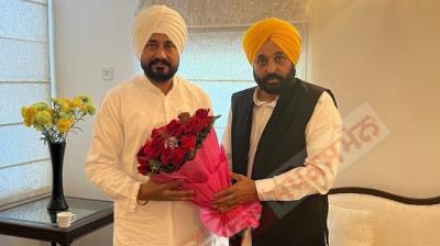 Charanjit Singh Channi meets Punjab CM Bhagwant Mann in Chandigarh
