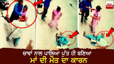 The son slapped his mother