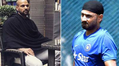 Shikhar Dhwan With Harbhajan Singh 