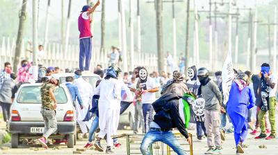 Youngsters during Stone-throwing