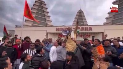 What action has the police taken so far on the protests taking place outside the temple in Brampton?