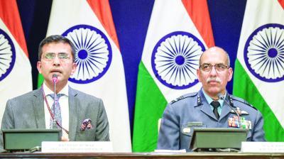 Ministry spokesman Ravish Kumar talking to reporters