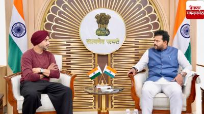 Former cricketer Harbhajan Singh meets Central Civil Aviation Minister Ram Mohan Naidu Kinjarapu